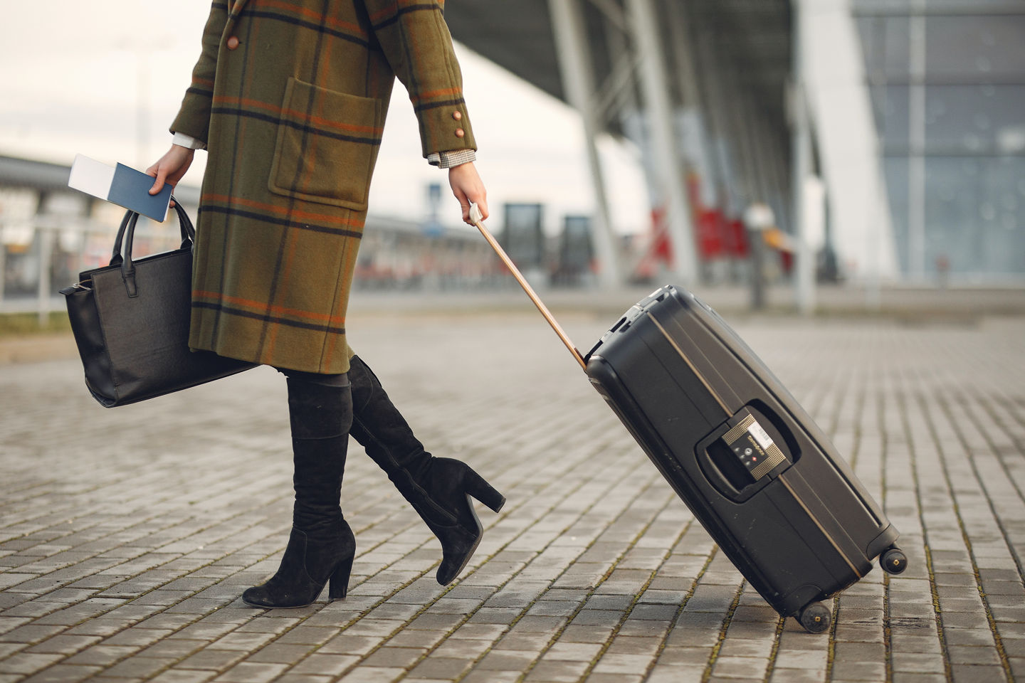 Traveler pulling a suitcase
