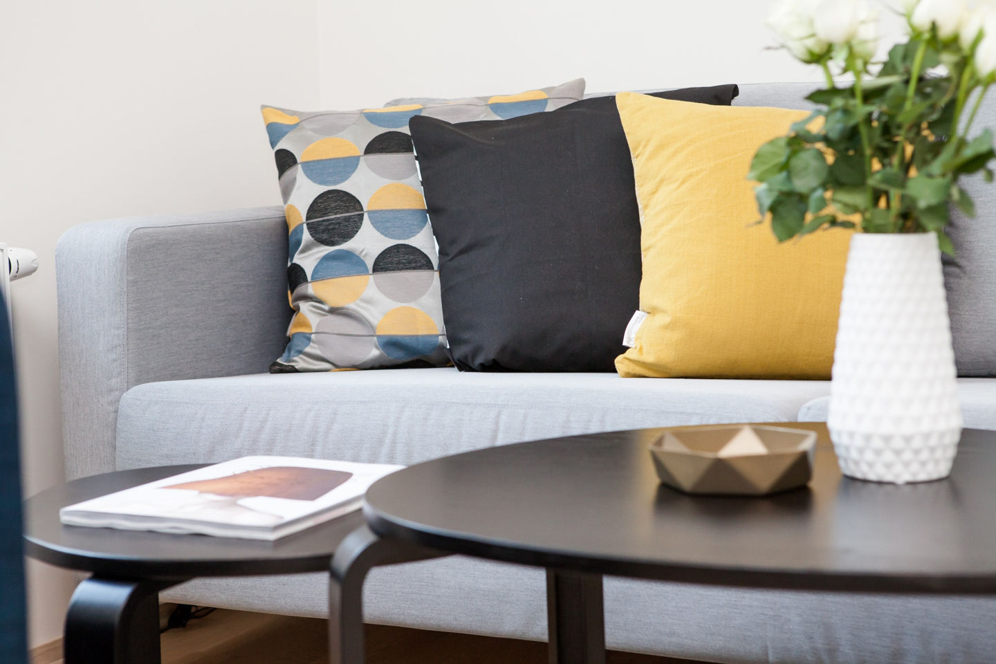 Sofa with three pillows